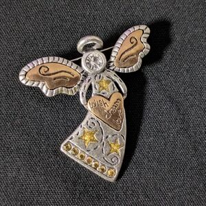 Silver and Gold Angel Brooch